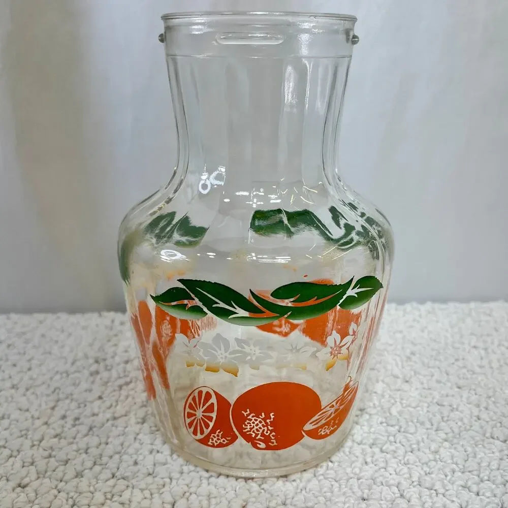 Oranges by Anchor Hocking Glass OJ Juice Container Carafe No Lid 40 oz 1960s/70s